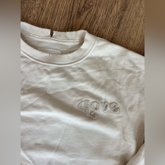 Aerie Oversized Cream LOVE Sweathirt XS EUC - Picture 1 of 4